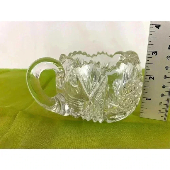 VTG American Brilliant Crystal Sugar Bowl Clear Cut Glass HEAVY Sawtooth - Picture 4 of 16
